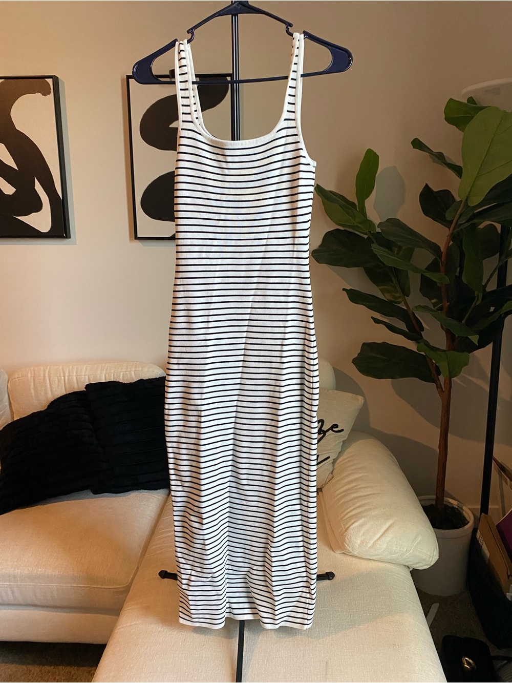 Double Zero White Maxi Dress with Black Stripes From Dilliard’s